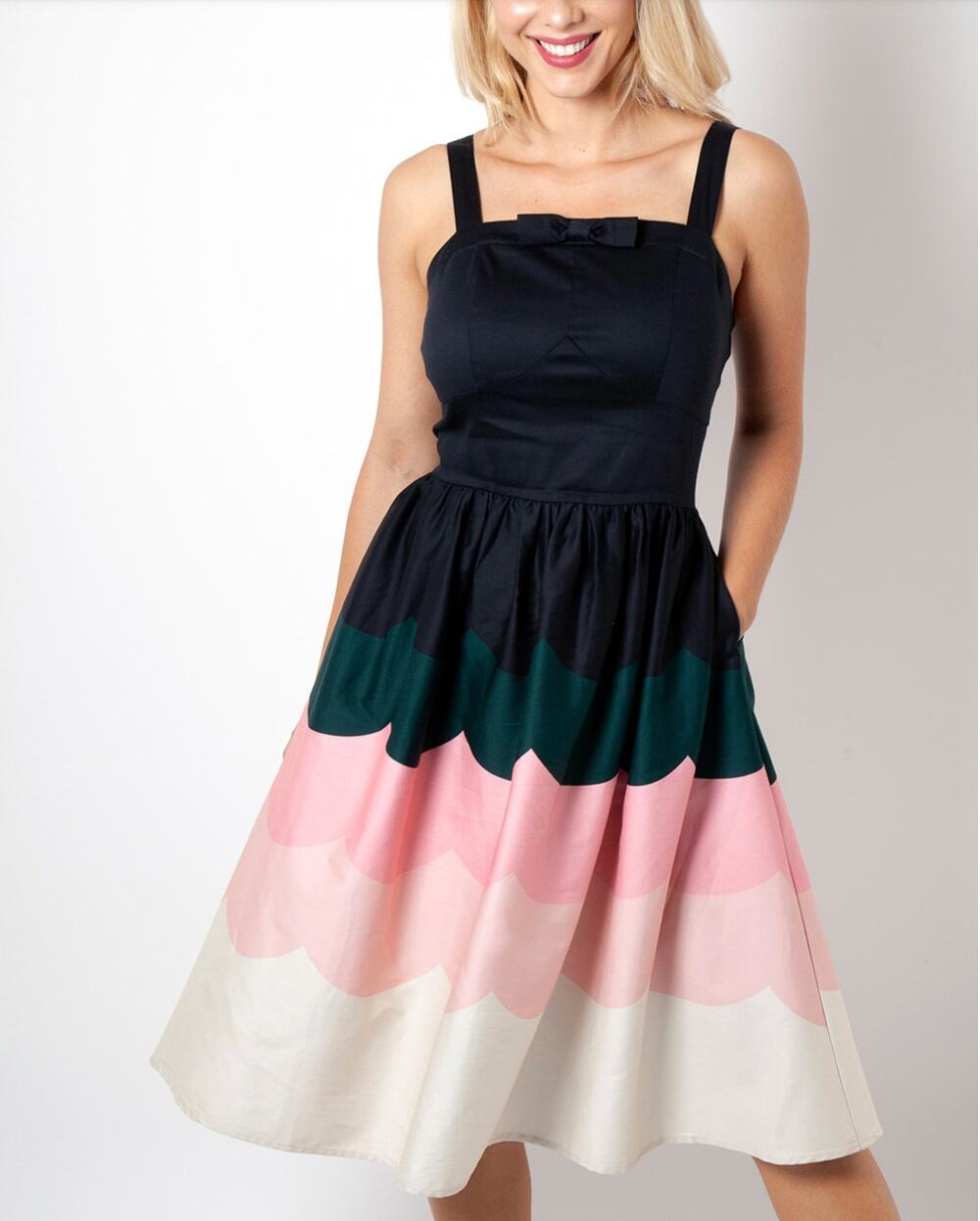 Voodoo Vixen Flare Dress Scallop Vintage Inspired Swing Plus Size 1X Retro